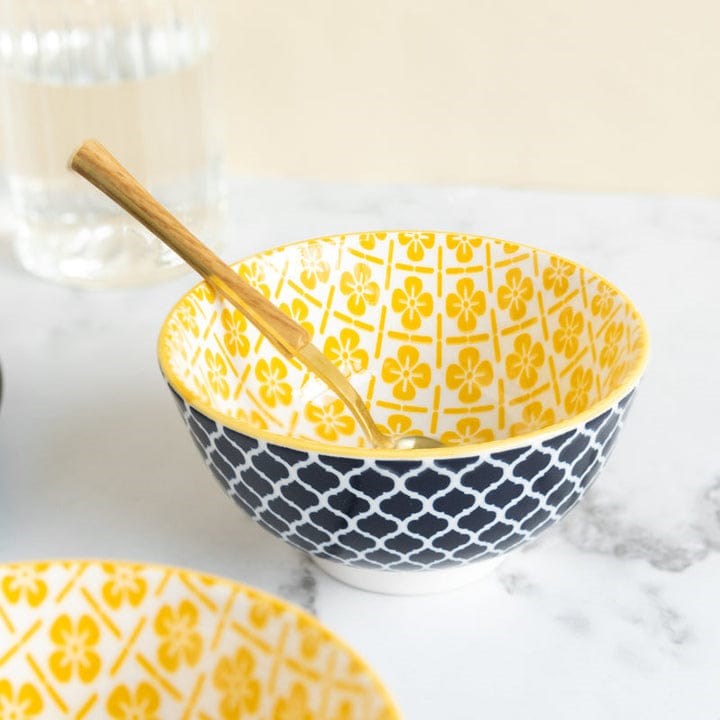 Navy & Yellow Dinnerware - Snack /Soup Bowl | Full House Lebanon