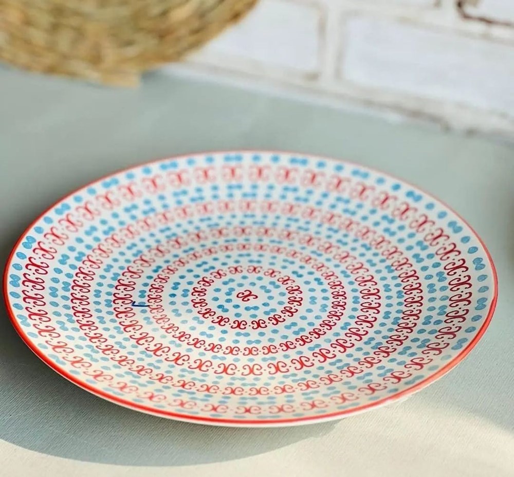 Red & Blue Porcelain Dinnerware - Snack plate | Full House Lebanon