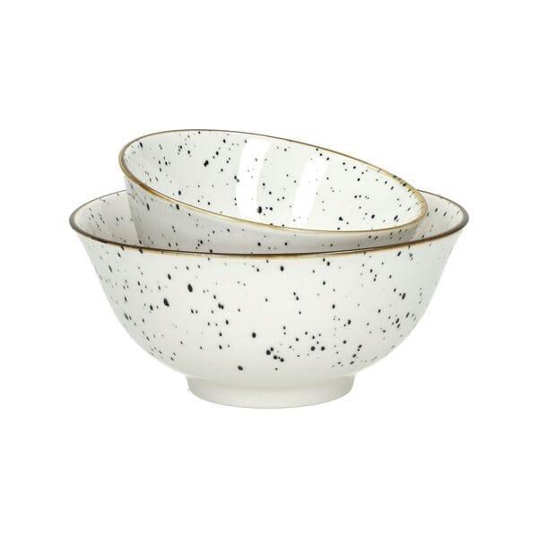 Dotted Porcelain Dinnerware with Rose Gold Trim - Soup & Snack Bowl | Full House Lebanon