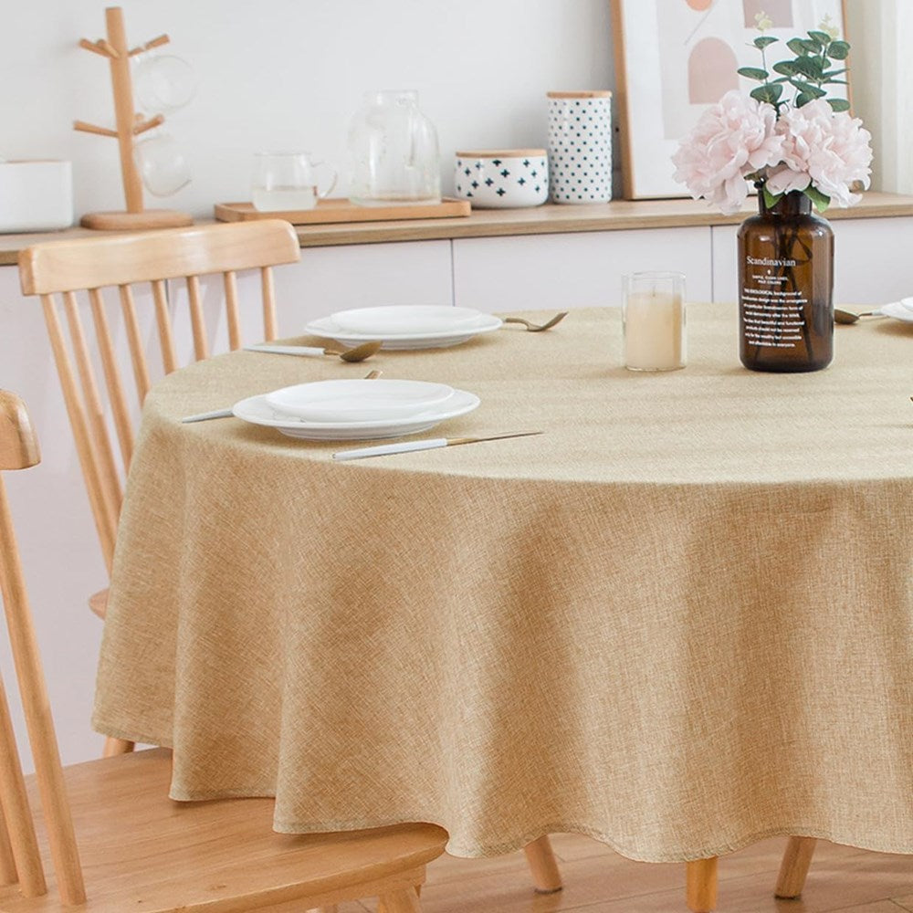 Beige Table Cloth - Round 132 cm | Full House Lebanon