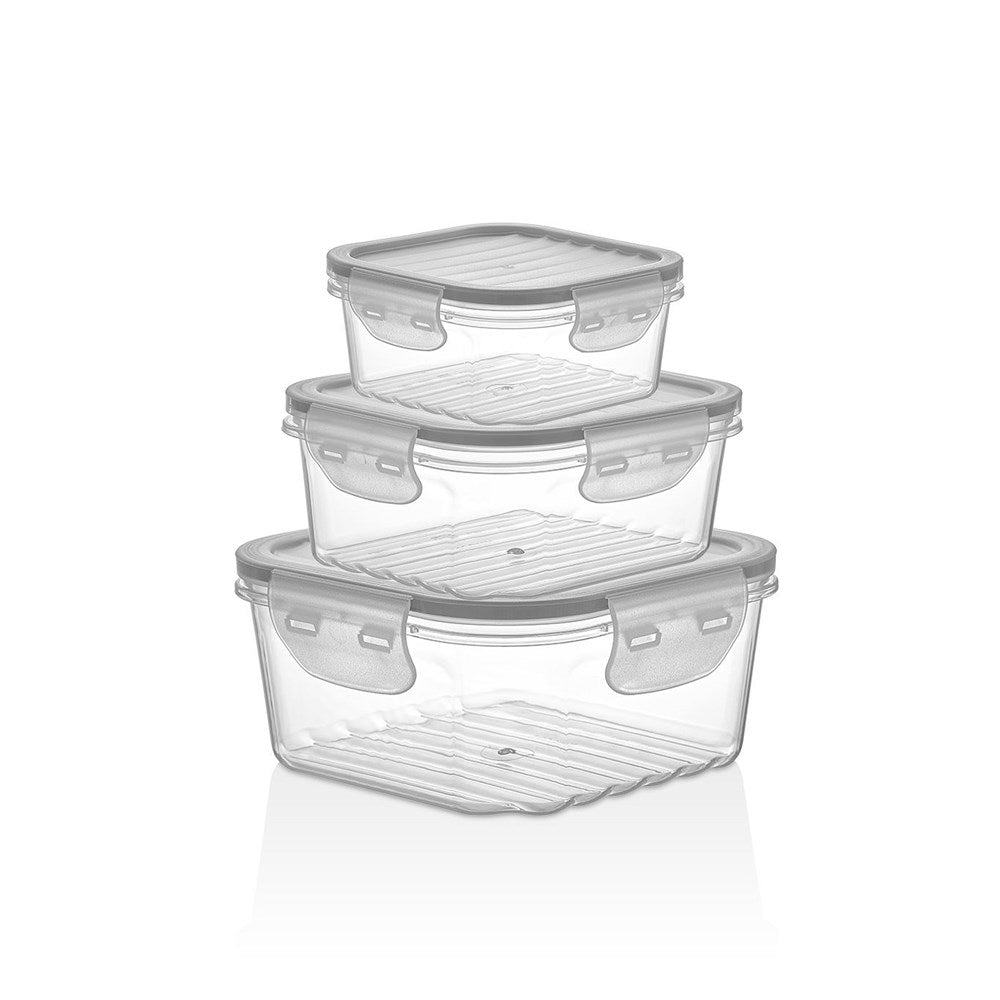 3-Piece Quick Airtight Food Storage Container Set – Transparent | Full House Lebanon