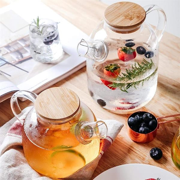 Glass Pitcher or Kettle with Wooden Lid - Small | Full House Lebanon