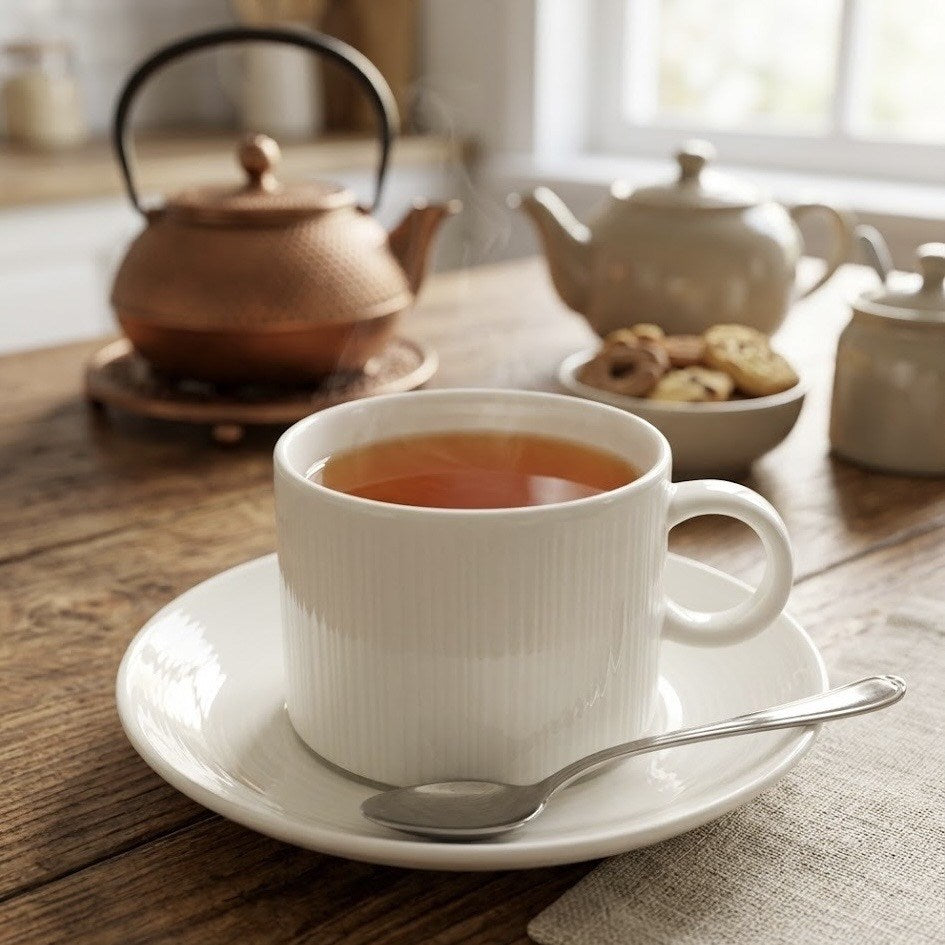 Tea / Coffee White Porcelain Cup with Saucer (Half a Dozen )