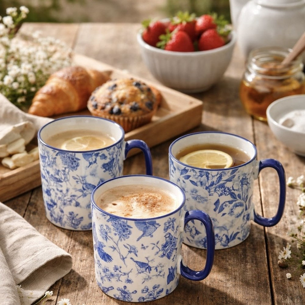 Blue & White Patterned Mug | Full House Lebanon