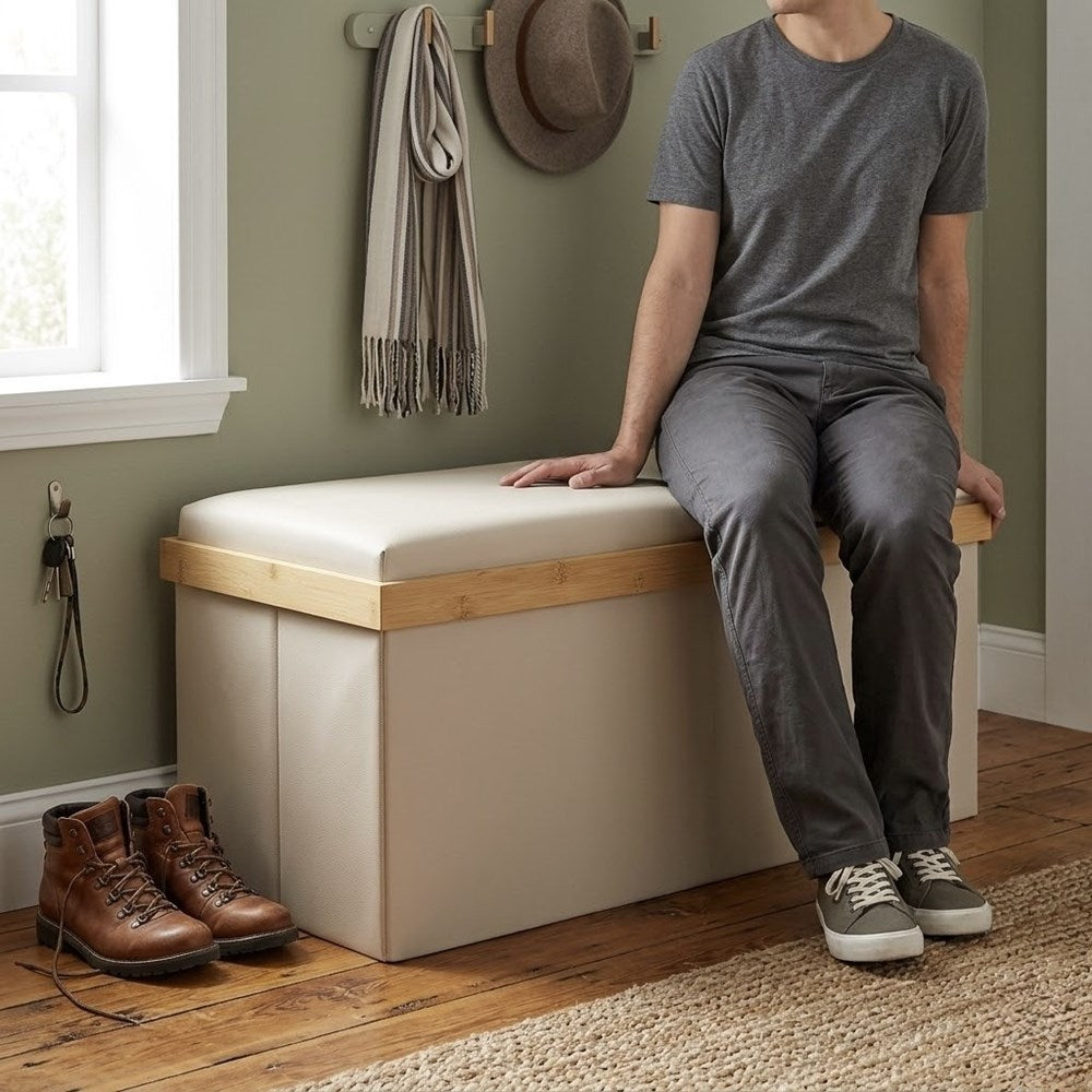 Foldable Storage Bench with Padded Seat | Full House Lebanon