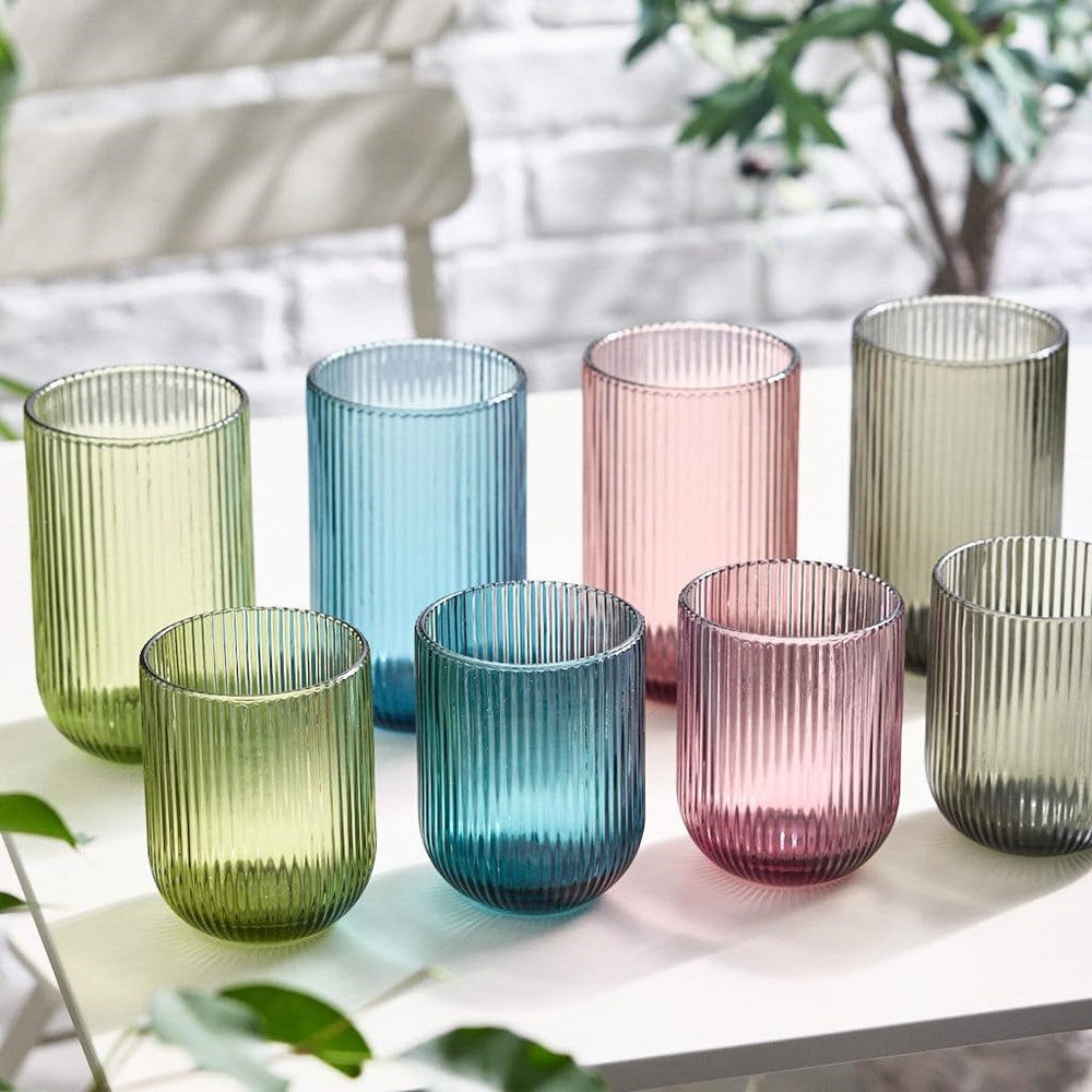 Ribbed Colored Glass Tumbler