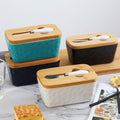 Porcelain Butter Dish with Bamboo Lid & Stainless Steel Knife | Full House Lebanon