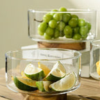 Edged Glass Bowl with Wooden Base | Full House Lebanon