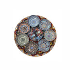 Round Metal Printed Tray with  Serving Bowl Set (8 Pcs)