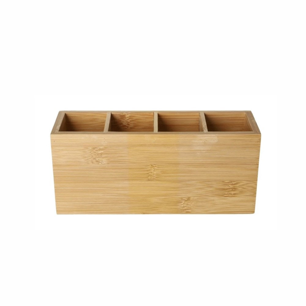 4-Compartment Bamboo Cosmetic Organizer | Full House Lebanon