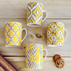 Grey & Yellow Patterned Porcelain Mug | Full House Lebanon