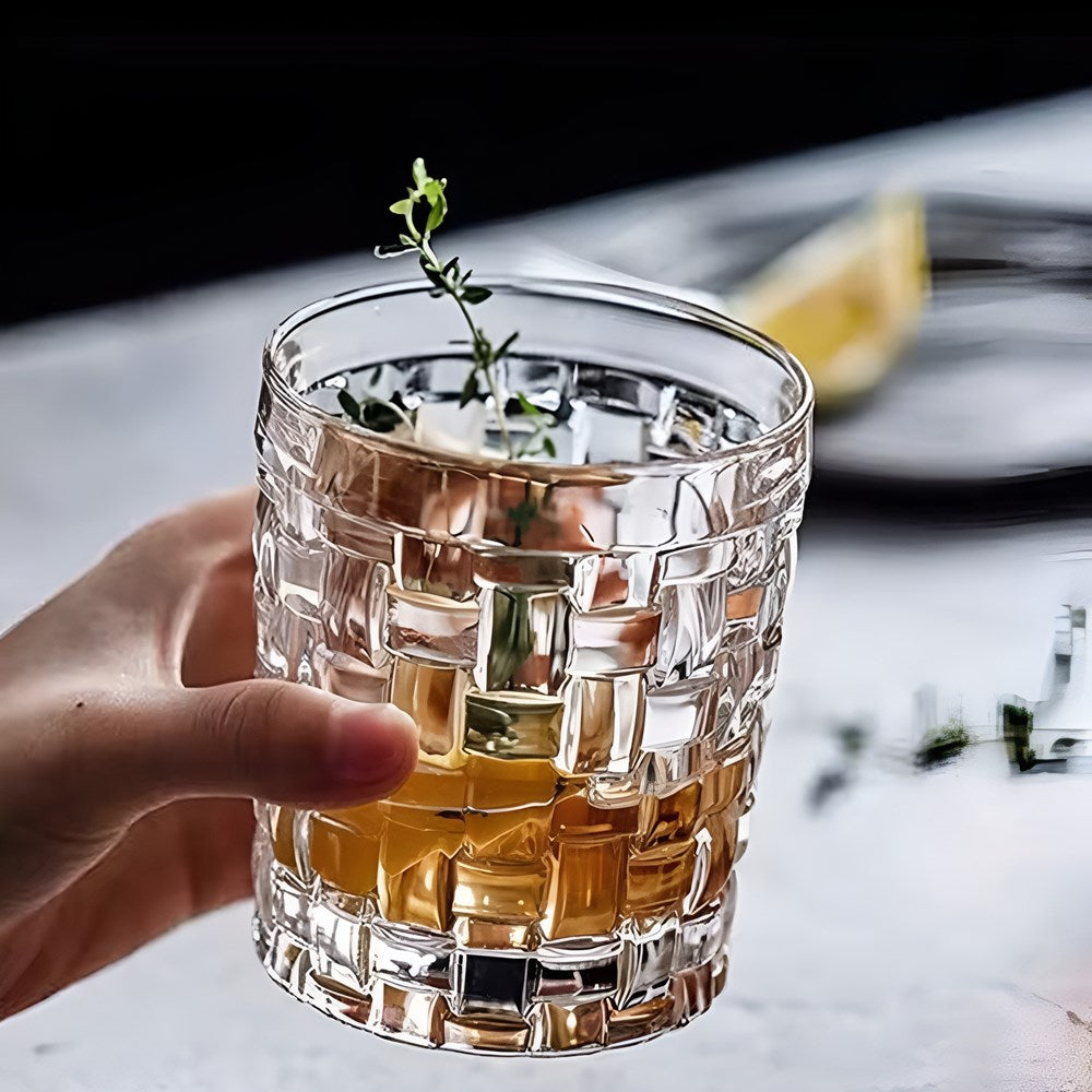 Grid-Design Glass Tumbler Set (6 Pcs) | Full House Lebanon