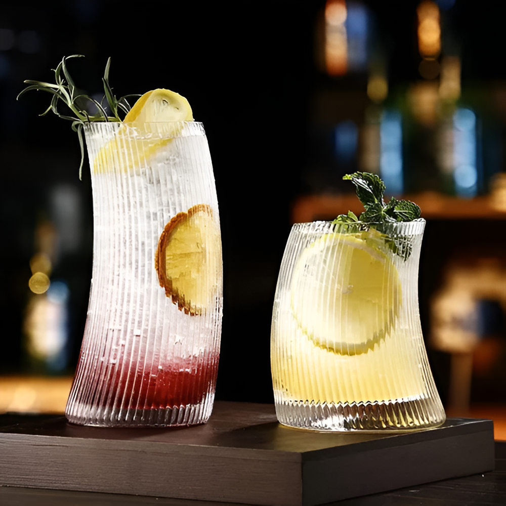 Ribbed Glass Cups Set (4 Pcs) - 325 ml | Full House Lebanon
