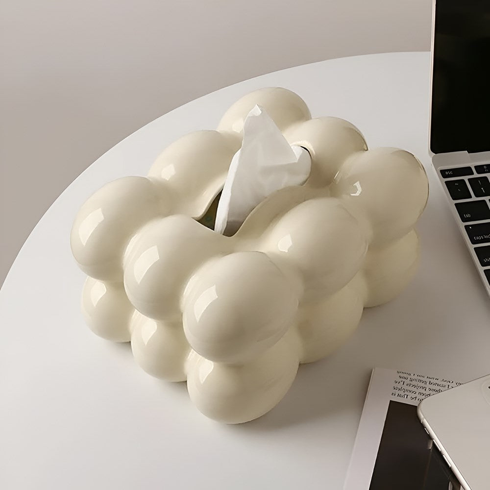 Bubble Shaped Tissue Box - Off White | Full House Lebanon