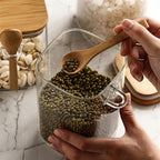 Square Glass Jar With Bamboo Lid & Spoon | Full House Lebanon