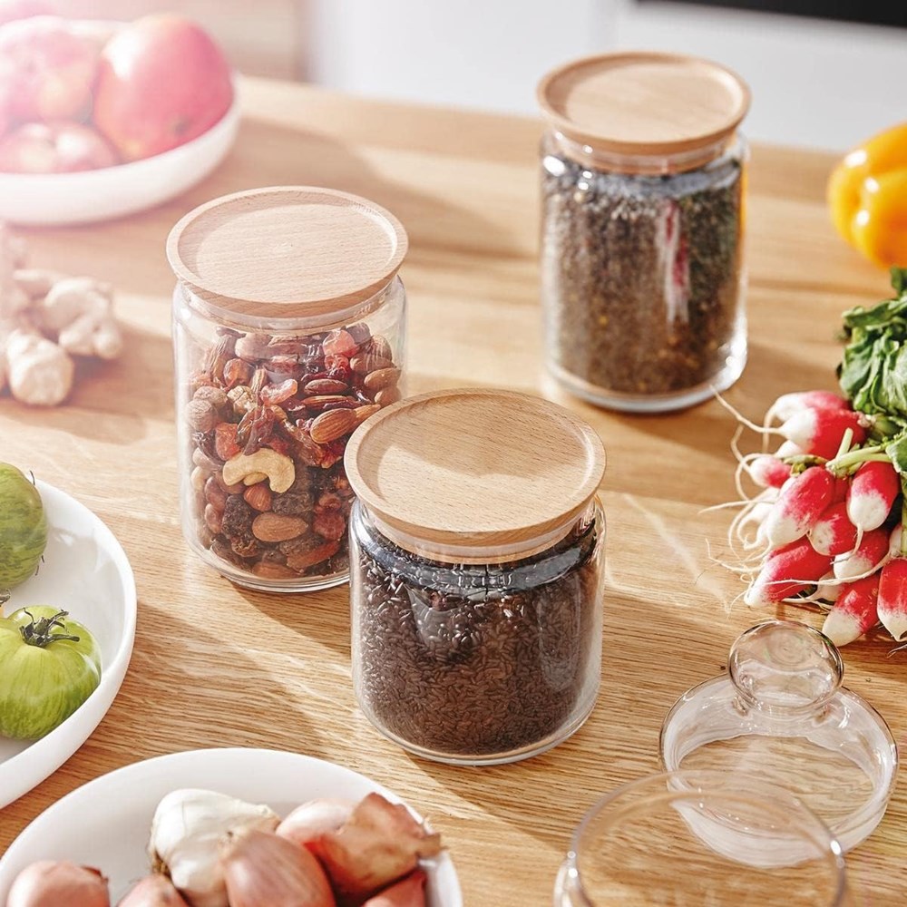 Luminarc Pure Glass Jar with Wooden Lid - 0.75 L | Full House Lebanon