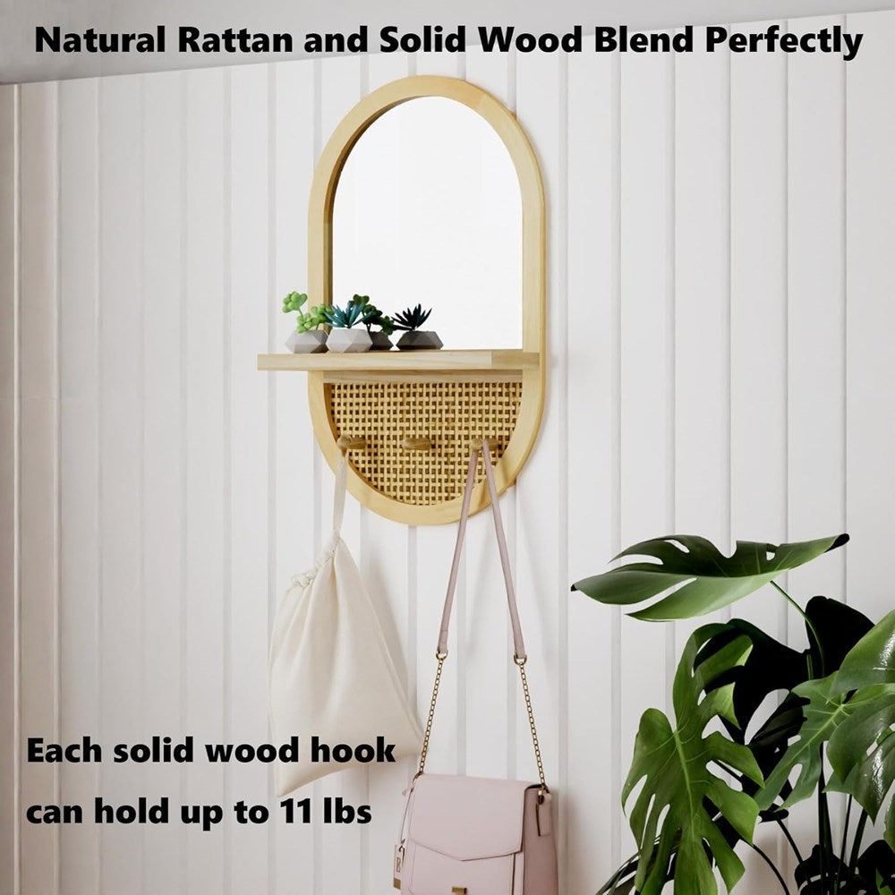 Boho Wooden and Rattan Mirror | Full House Lebanon
