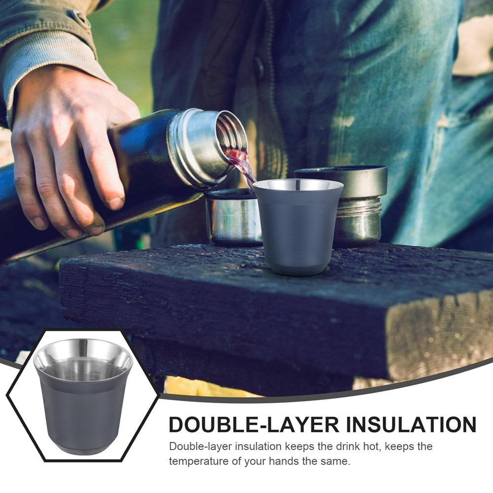 Stainless Steel Double Wall Espresso Coffee Cup - Red | Full House Lebanon