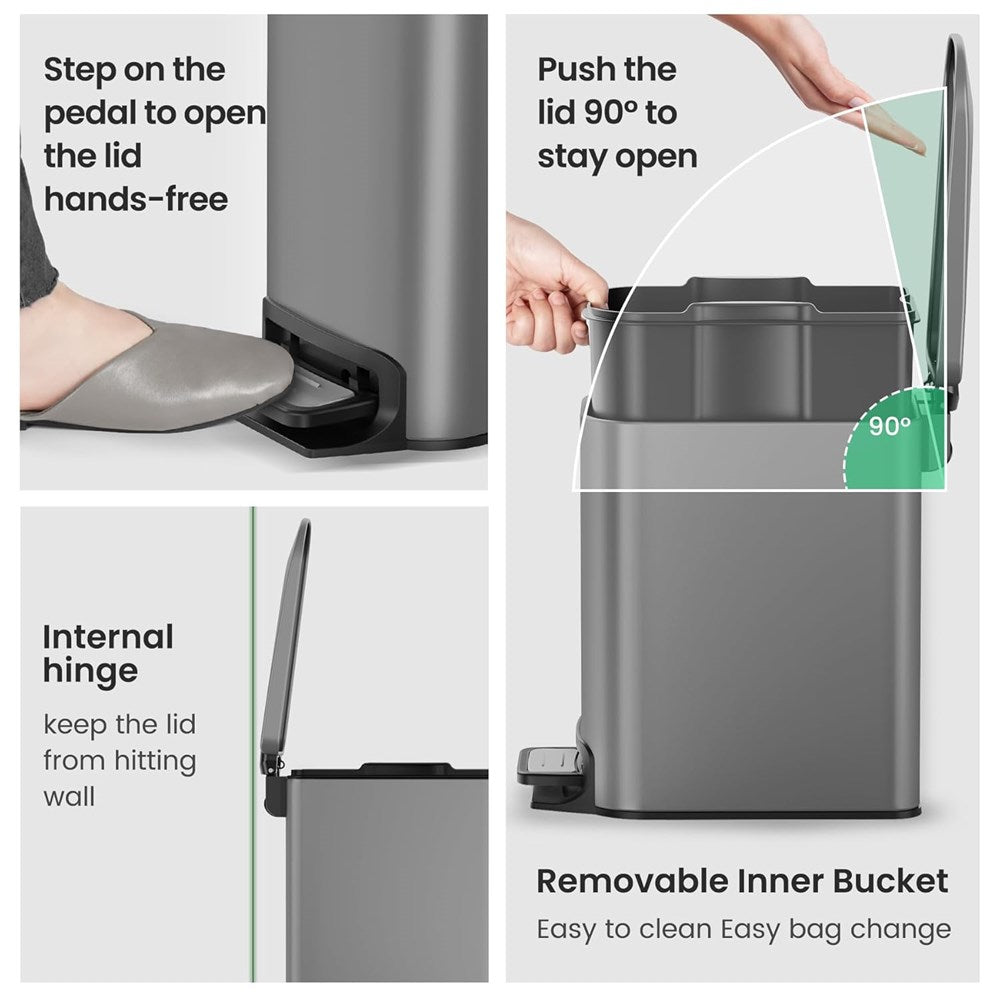 10 L Stainless Steel Pedal Dustbin | Full House Lebanon