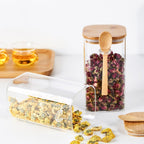 Square Glass Jar With Bamboo Lid & Spoon | Full House Lebanon