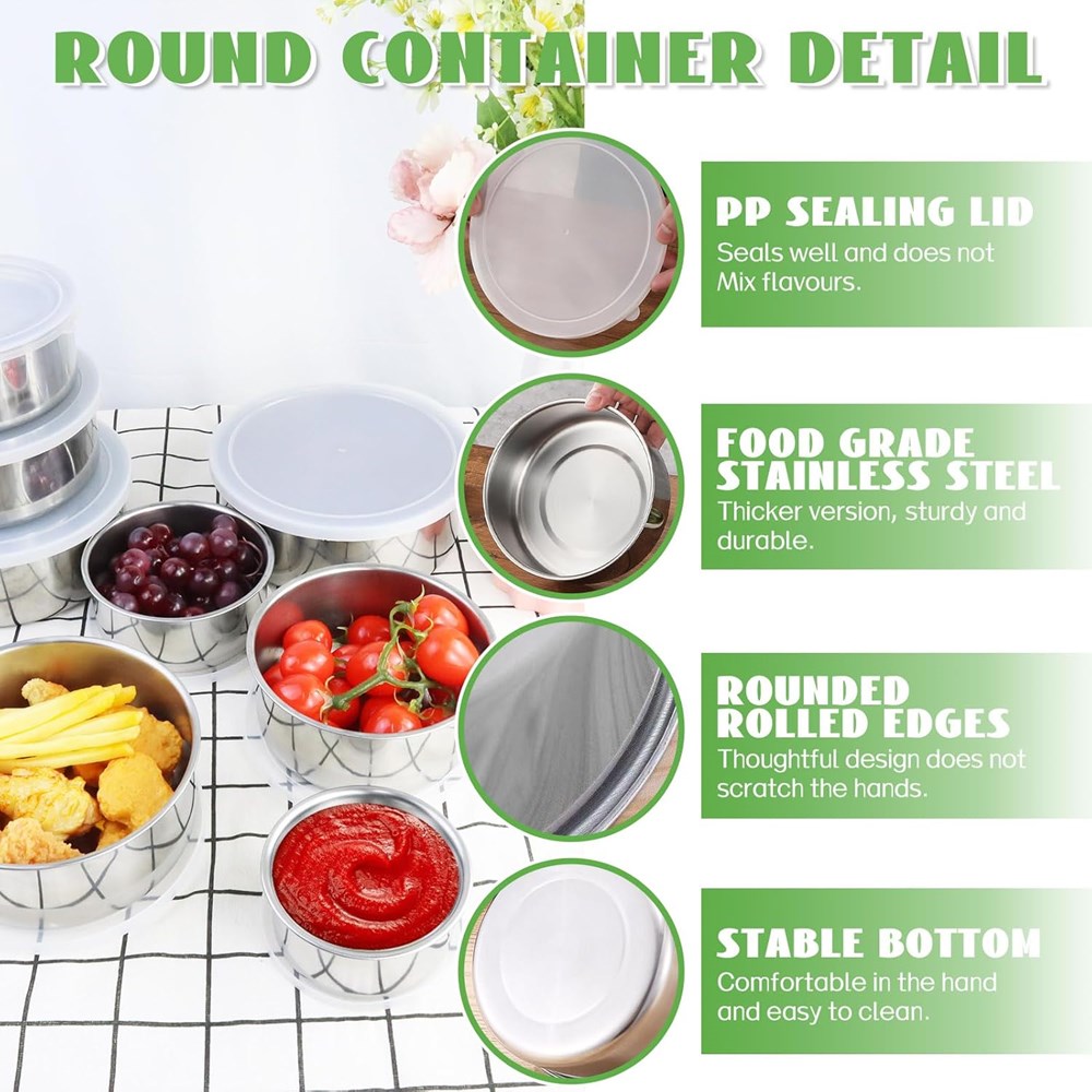 Stainless Steel Food Container Set (5 Pcs) | Full House Lebanon