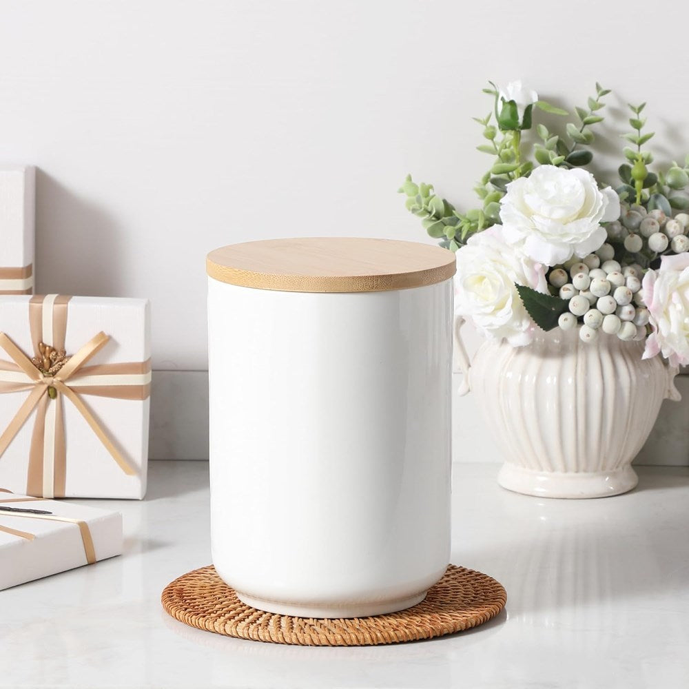 Porcelain Canister with Bamboo Lid | Full House Lebanon