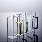 Square Glass Cup with Colored Handle - Yellow | Full House Lebanon