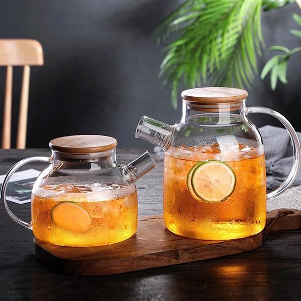 Glass Pitcher or Kettle with Wooden Lid - Large | Full House Lebanon