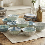 Patterned Porcelain  Serving Bowls Set (10 Pcs) | Full House Lebanon