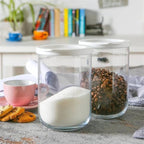 Duo Glass Jars with a Lid - Medium (1000 ml), White | Full House Lebanon