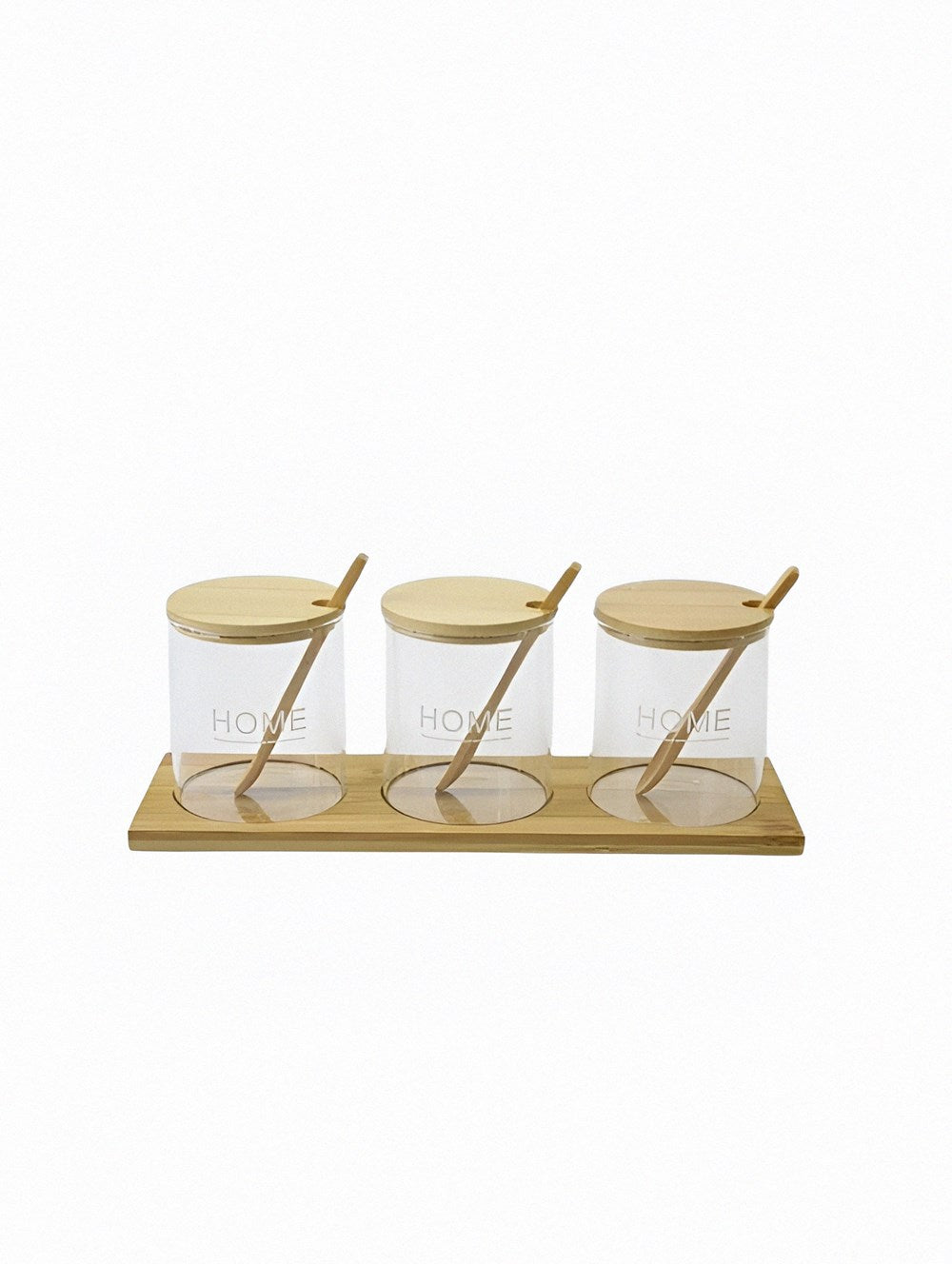 Glass "HOME" Canisters with Tray and Spoons | Full House Lebanon