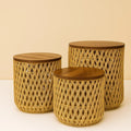 Round Woven Rope Side Tables Set (3 Pcs) - 1 | Full House Lebanon