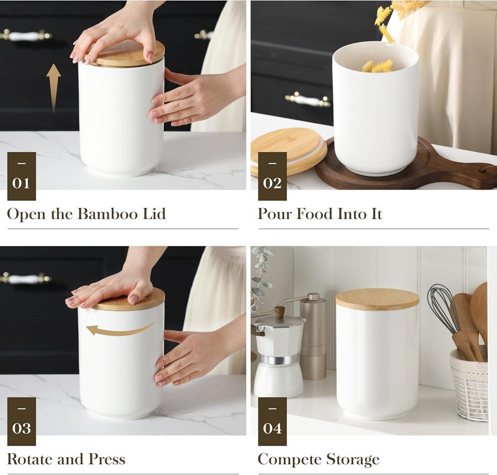 Porcelain Canister with Bamboo Lid | Full House Lebanon