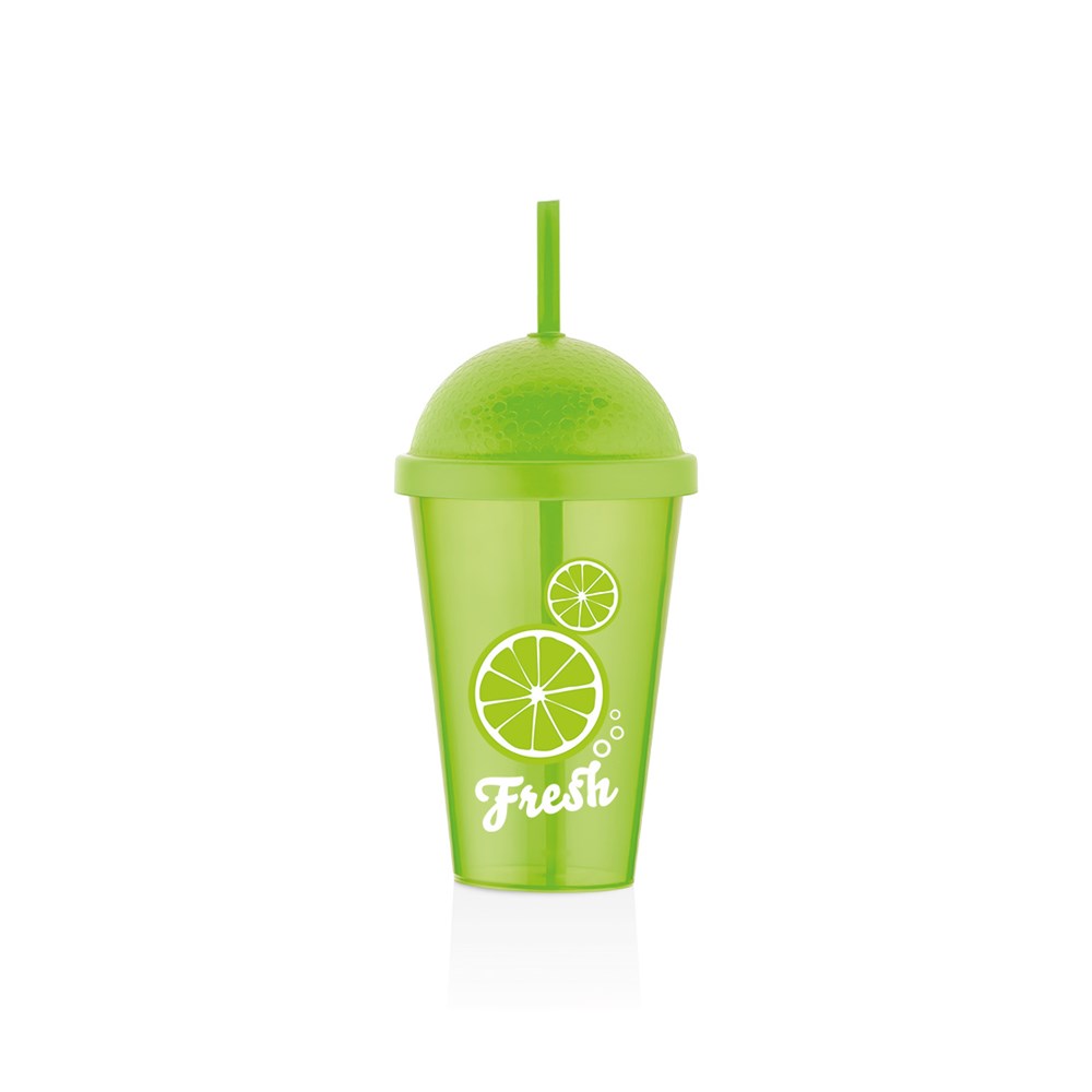 Fresh Lime/Orange Cup with Straw - 700 ml, Orange | Full House Lebanon