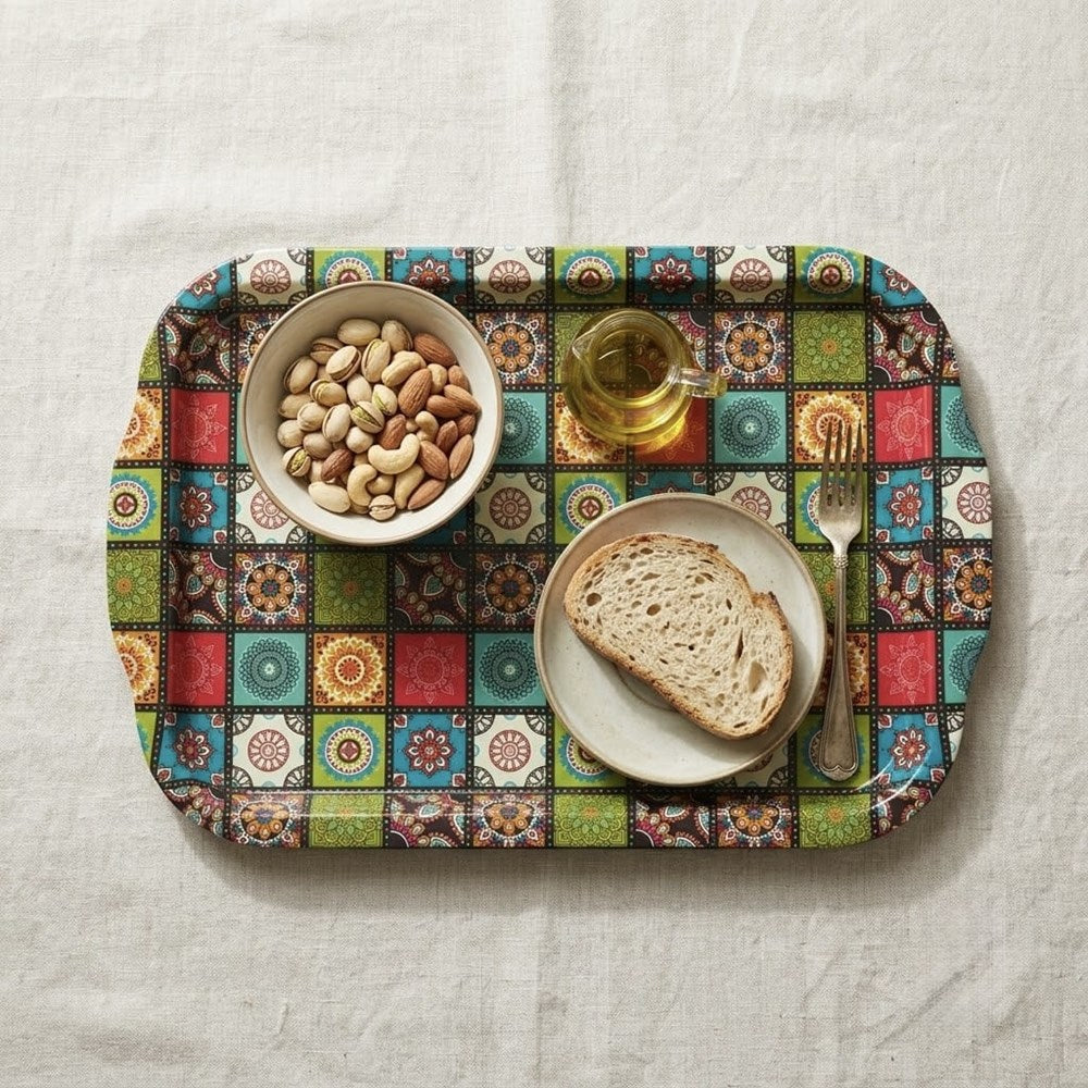 Metal  Rectangular  Printed Serving Tray
