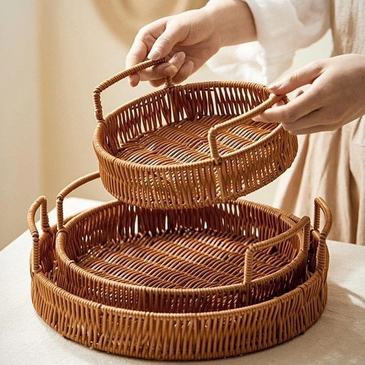 Rattan Tray Set (3 Pcs) | Full House Lebanon