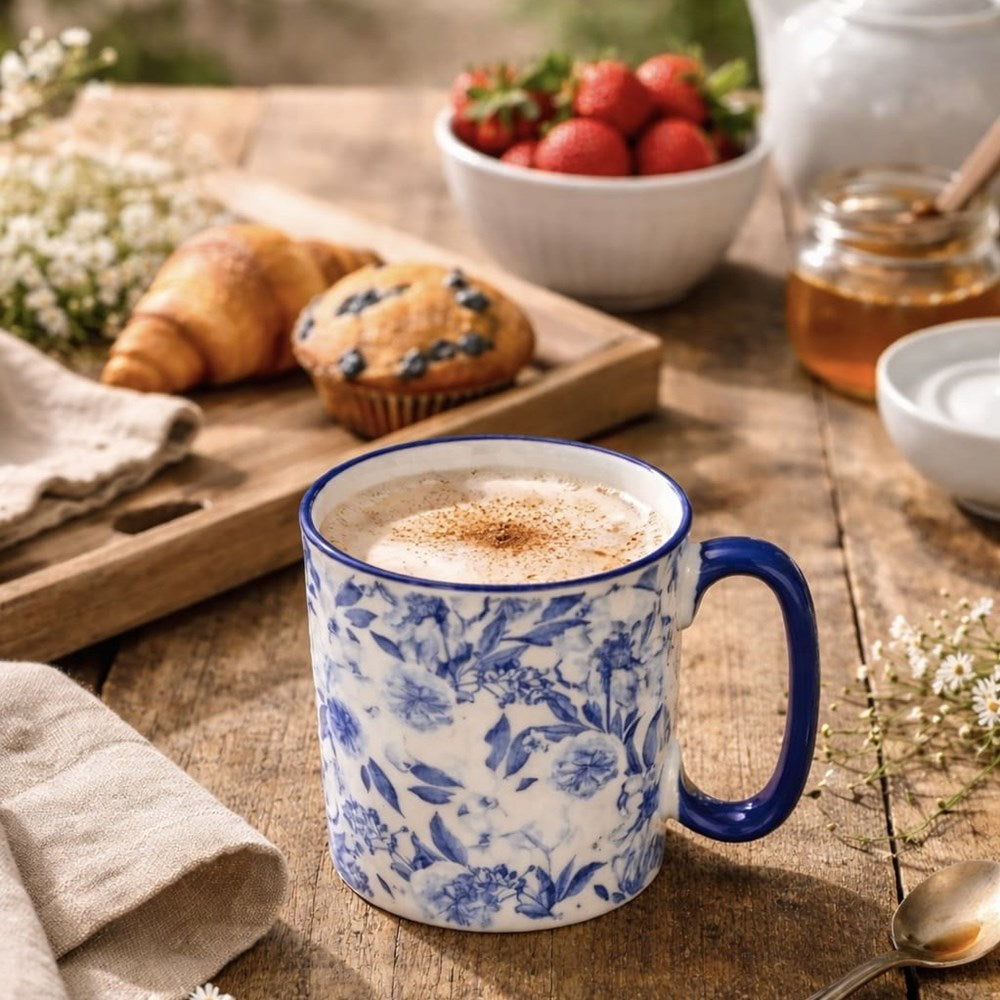 Blue & White Patterned Mug