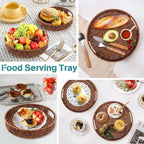Hand-Woven Rattan Serving Tray Set (3 Pcs ) - Round | Full House Lebanon