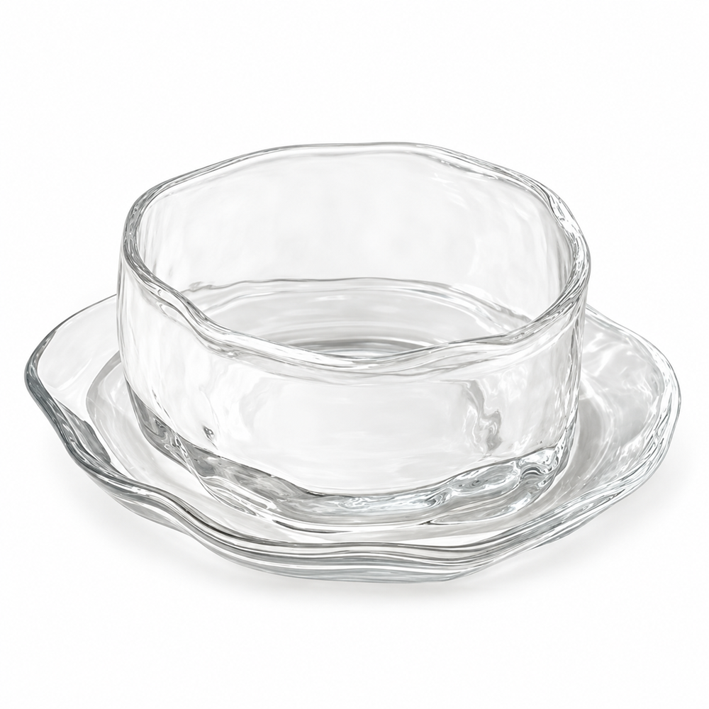 Glass Dessert Bowl & Saucer Set – 12 Pieces