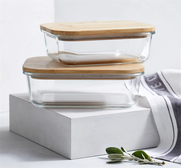 Rectangular Bamboo-Lid Food Containers - Get 2 pcs | Full House Lebanon