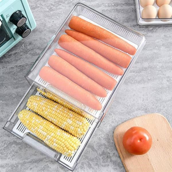 Acrylic Drawer Fridge Organizer - 2 LAYERS WITH DRAINER | Full House Lebanon