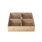 4-Compartment Bamboo  Square Snack Serving Tray with Lid | Full House Lebanon