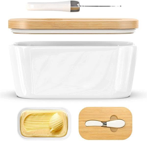 Porcelain Plain Butter Dish with Lid & Knife | Full House Lebanon