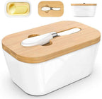 Porcelain Plain Butter Dish with Lid & Knife | Full House Lebanon