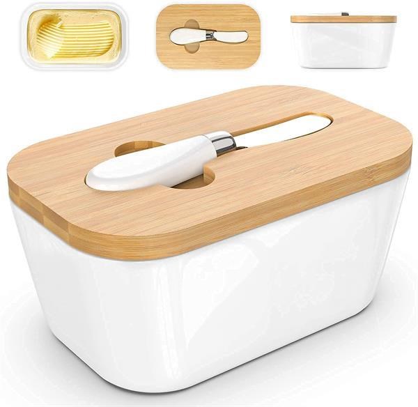Porcelain Plain Butter Dish with Lid & Knife | Full House Lebanon