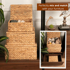 Rectangular Handwoven Seagrass Storage Box Set (3 Pcs) | Full House Lebanon