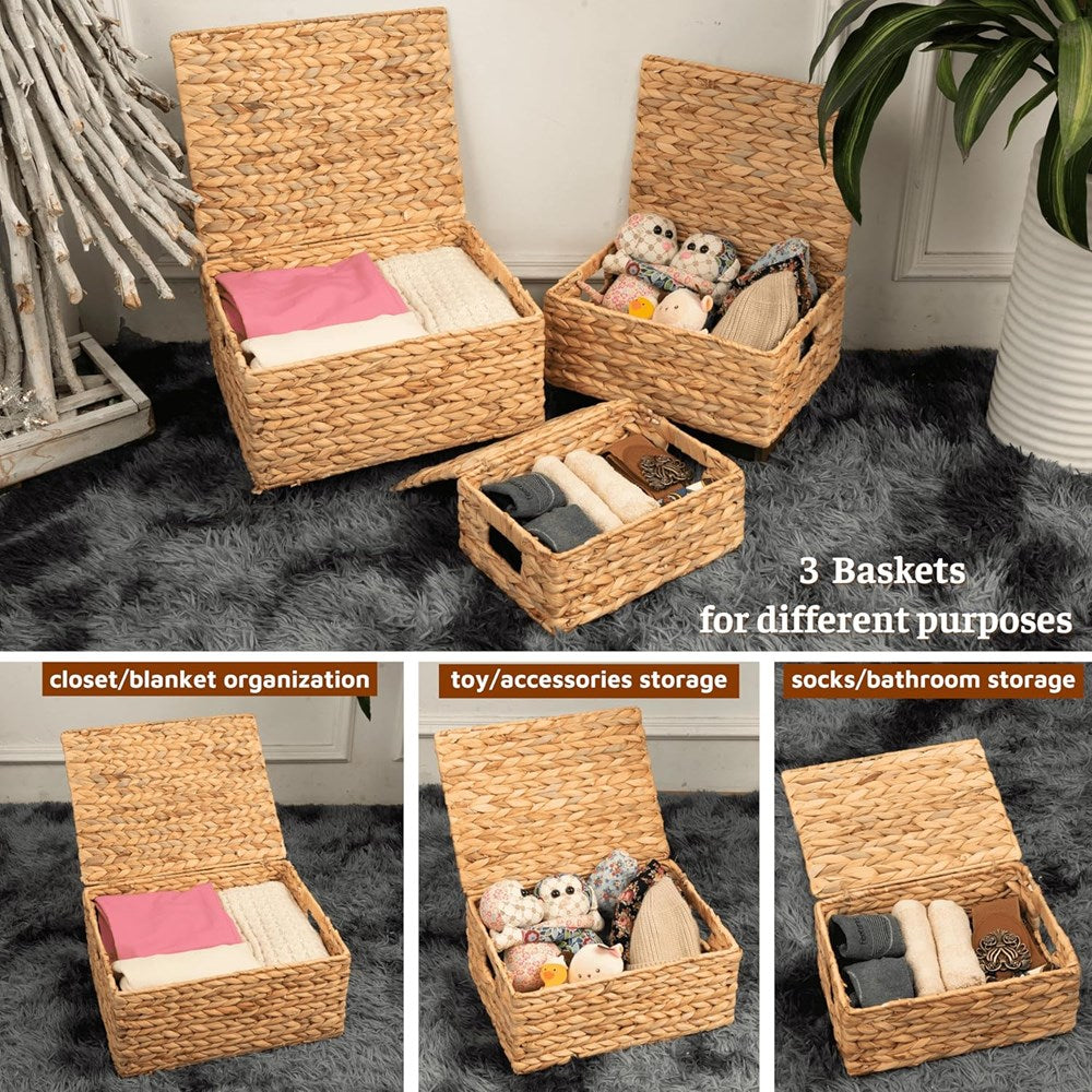 Rectangular Handwoven Seagrass Storage Box Set (3 Pcs) | Full House Lebanon