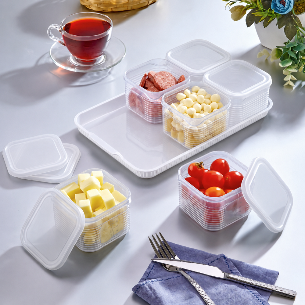 6-Piece Square Food Container Set with Tray | Full House Lebanon