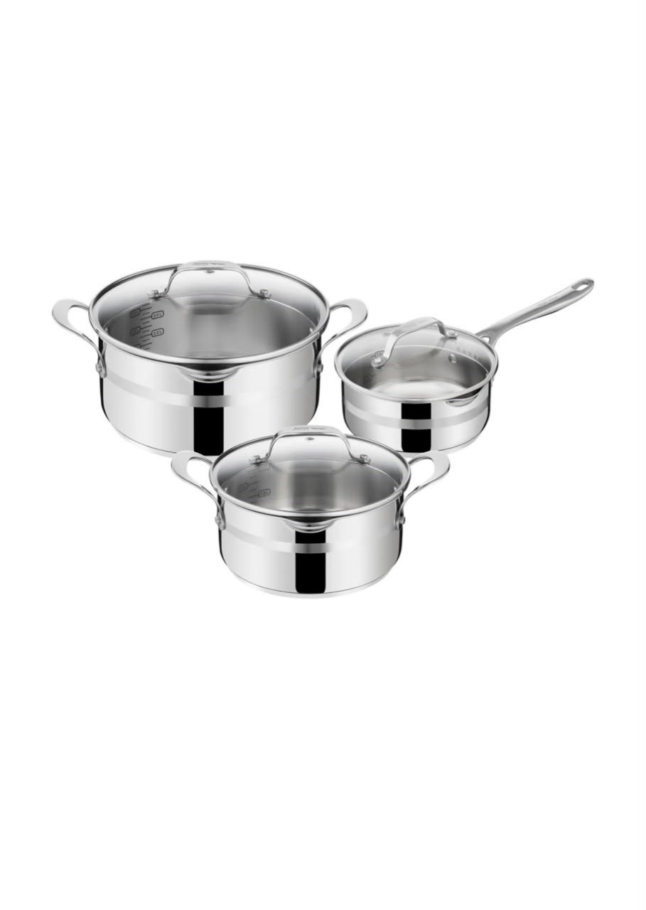 Jamie Oliver by Tefal Stainless Steel Cookware Set with Glass Lids | Full House Lebanon