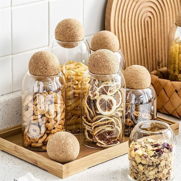 Glass Jar Set with Cork Ball Lid (3 Pcs) | Full House Lebanon